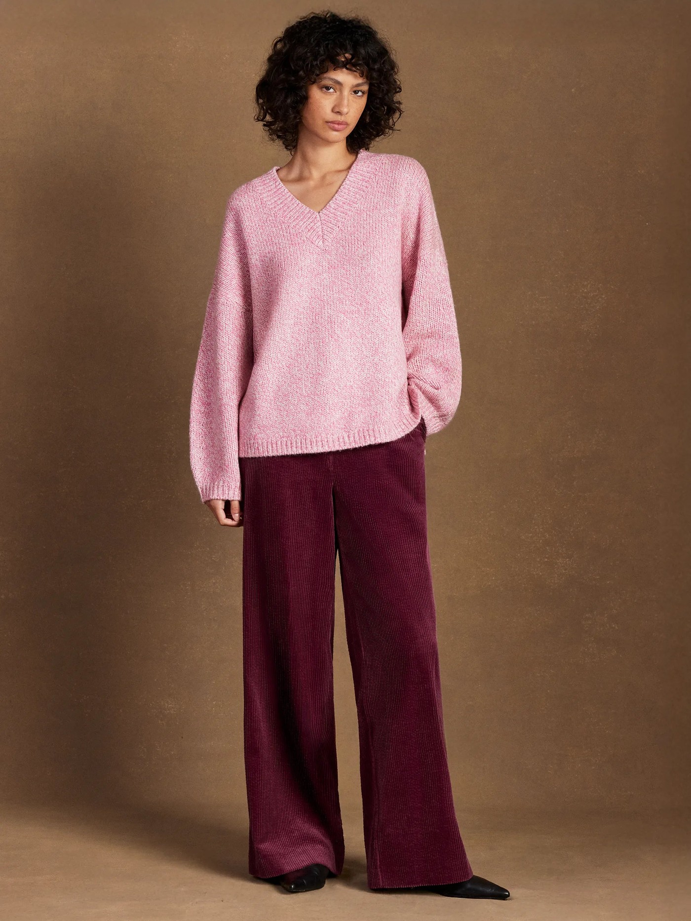Pink Marl Knit Jumper With Wool view 3