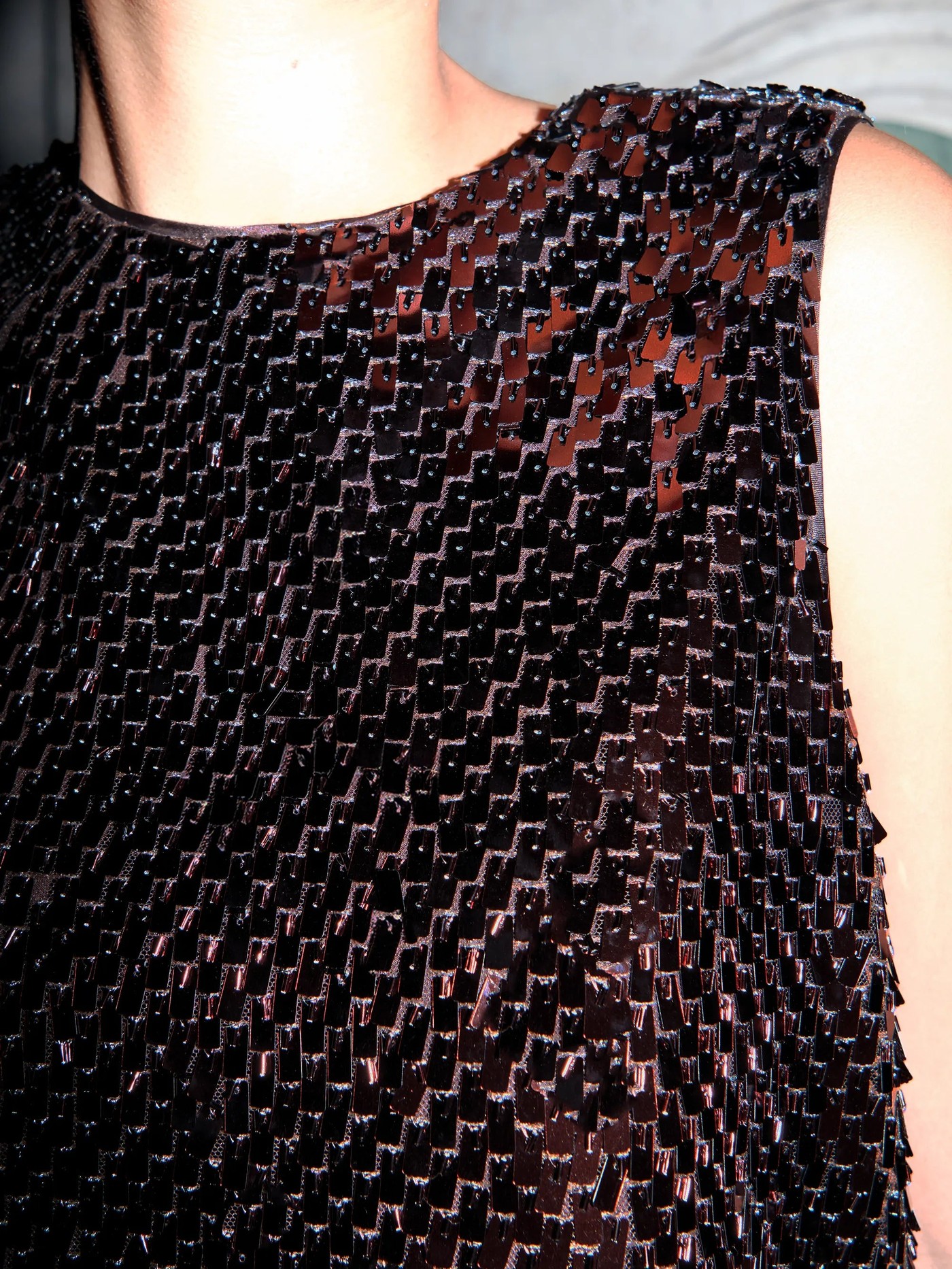 Brown Longline Sequin Shell Top view 3