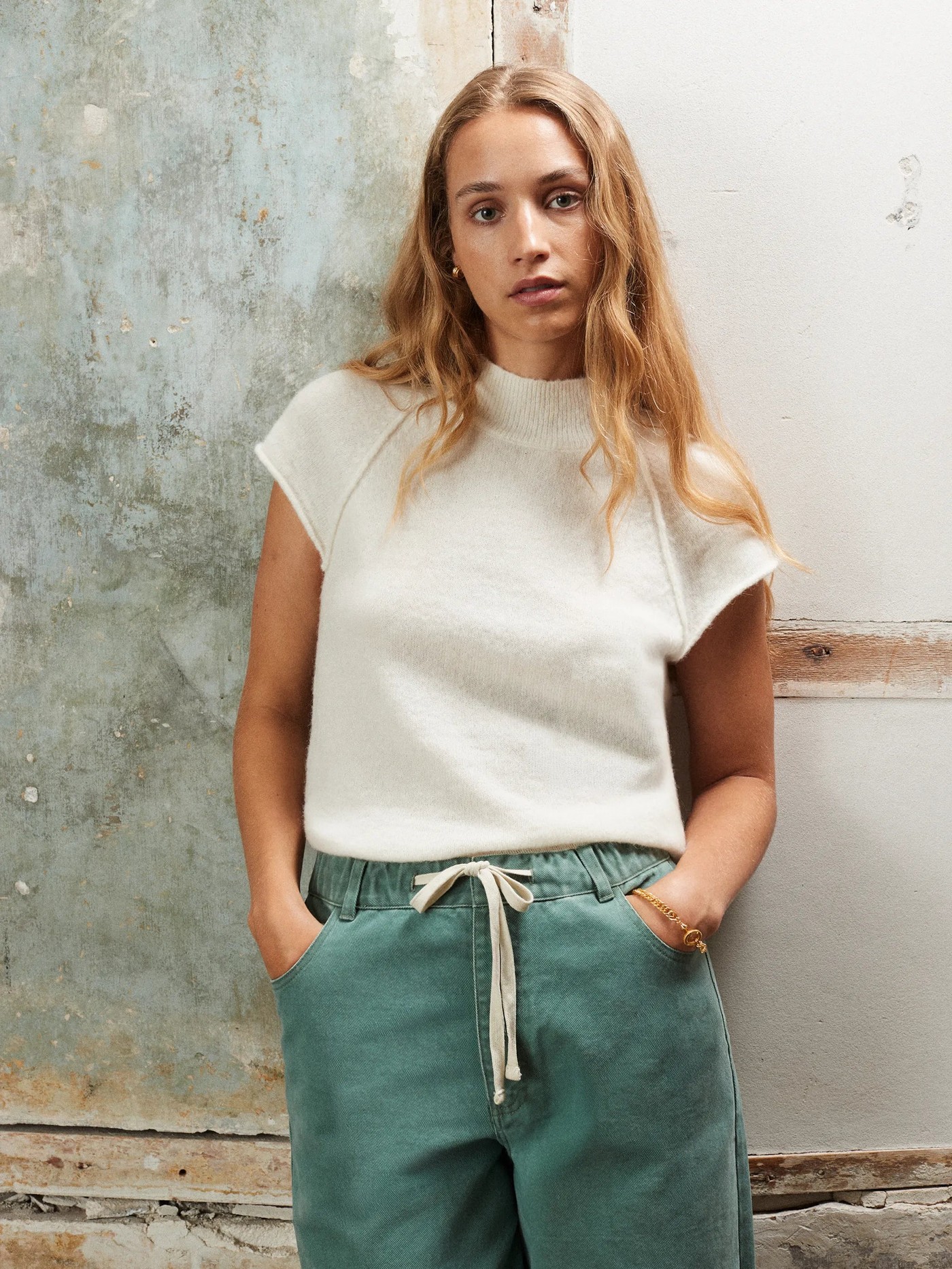 Turtleneck Knit Top with Wool and Alpaca