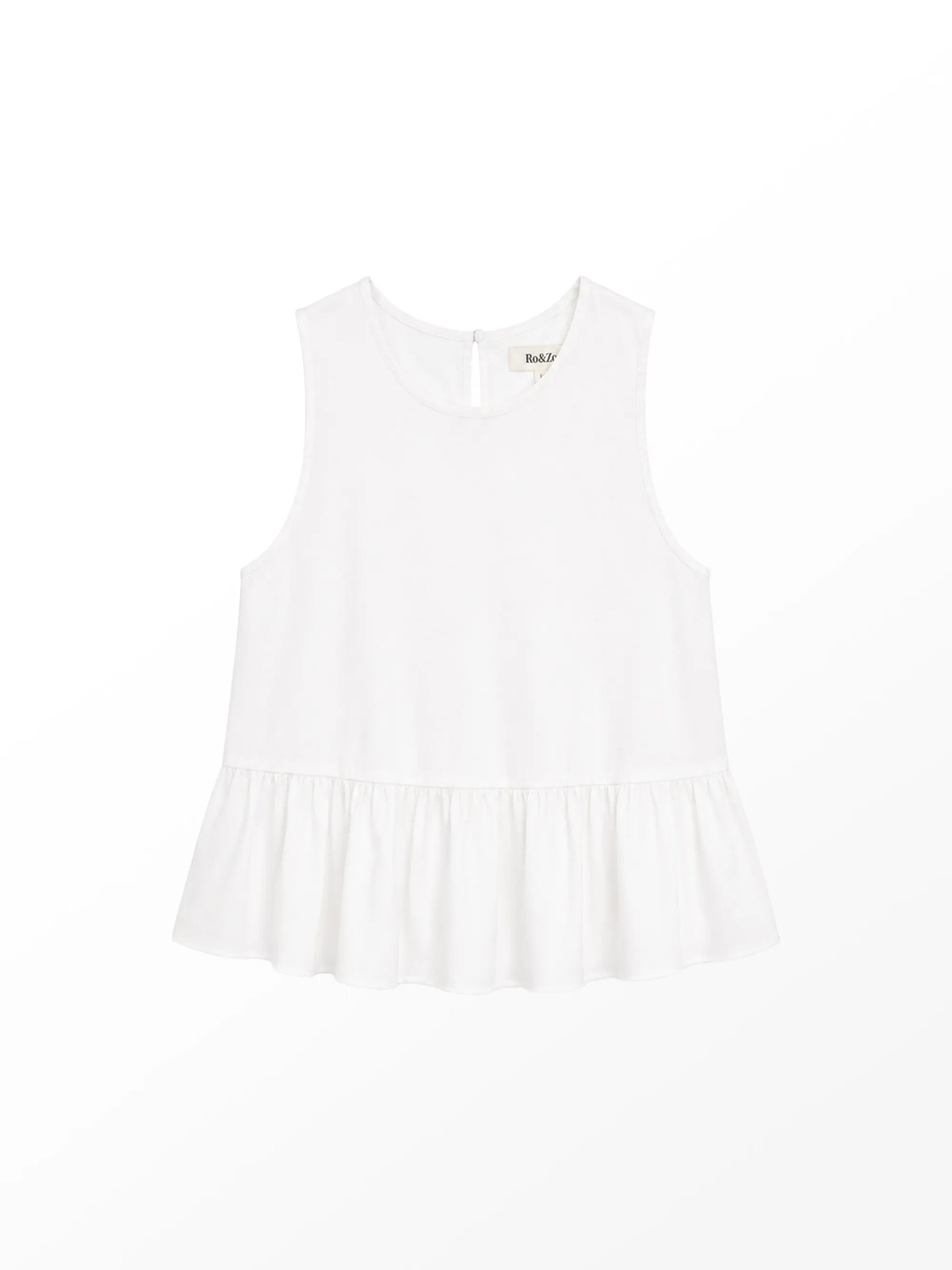 White Cotton Peplum Top view 4