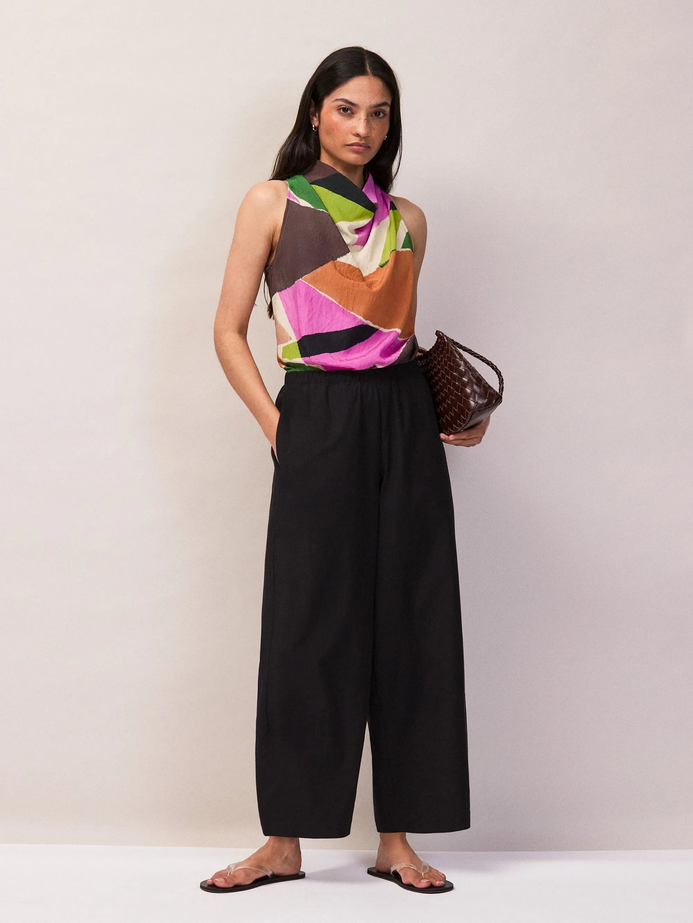 Abstract Geo-Print Cowl-Top
